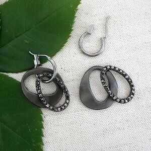 Gun Metal Hoop Earrings, 4 pairs in 1, NWT
